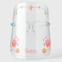 Cute Girly Monogram Flower Face Shield