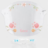 Cute Girly Monogram Flower Face Shield (Front w/Glasses)