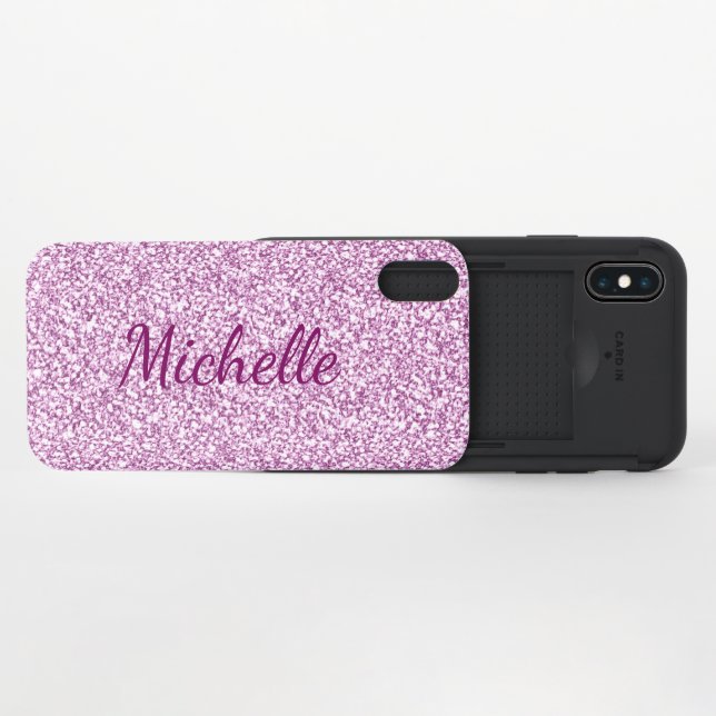 Cute Girly Monogram Pink Sparkle Phone Case (Open)