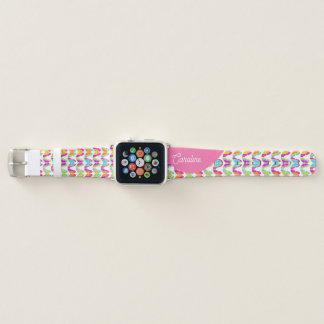 Cute Girly Multicolor Rainbow Butterflies Name Apple Watch Band