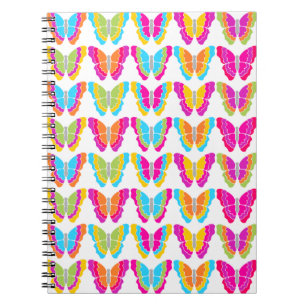 Cute Girly Multicolor Rainbow Butterfly Pattern Notebook