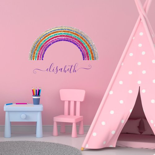   Cute Girly Name Pretty Colorful Glitter Rainbow  Wall Decal