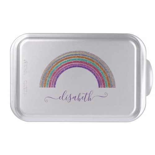   Cute Girly Name Pretty Colorful Sparkle Rainbow  Cake Pan