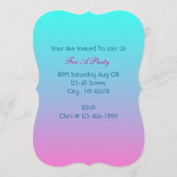 Cute Girly Ombre Mermaid Pink Fuchsia Turquoise Invitation by cranberrysky at Zazzle