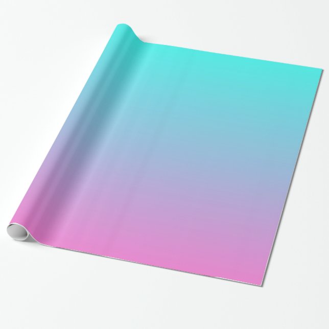 cute girly ombre mermaid pink Fuchsia turquoise Wrapping Paper (Unrolled)