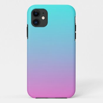 Cute Girly Ombre Mermaid Pink Turquoise Aqua Blue Iphone 11 Case by cranberrysky at Zazzle