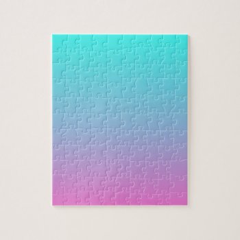 Cute Girly Ombre Mermaid Pink Turquoise Aqua Blue Jigsaw Puzzle by cranberrysky at Zazzle
