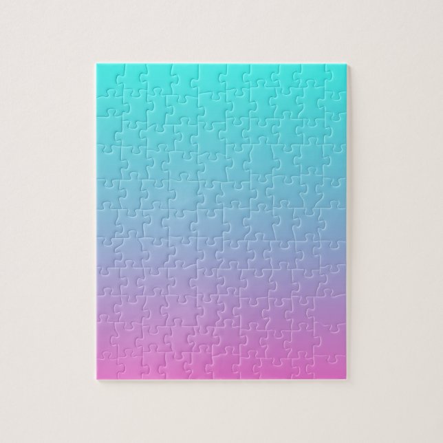 cute girly ombre mermaid pink turquoise aqua blue jigsaw puzzle (Vertical)