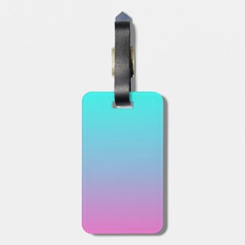 Cute Girly Ombre Mermaid Pink Turquoise Aqua Blue Luggage Tag by cranberrysky at Zazzle