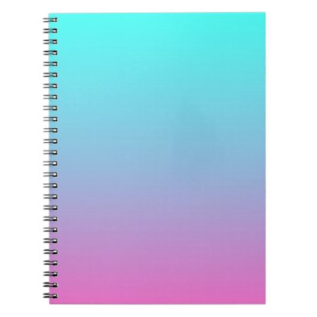 Cute Girly Ombre Mermaid Pink Turquoise Aqua Blue Notebook