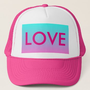 Cute Girly Ombre Mermaid Pink Turquoise Aqua Blue Trucker Hat by cranberrysky at Zazzle