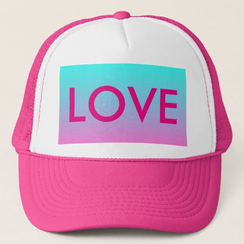 cute girly ombre mermaid pink turquoise aqua blue trucker hat