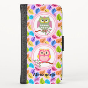 Cute Girly Owls iPhone X Wallet Case