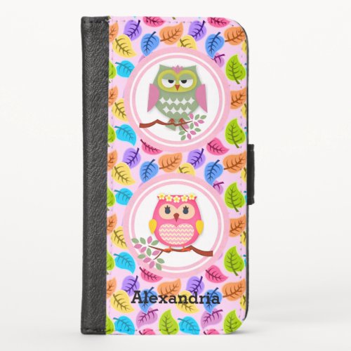 Cute Girly Owls iPhone X Wallet Case