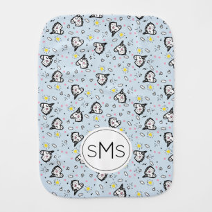 Cute Girly Pastel Blue Unicorn Pattern Monogram Baby Burp Cloth