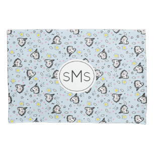 Cute Girly Pastel Blue Unicorn Pattern Monogram Pillow Case