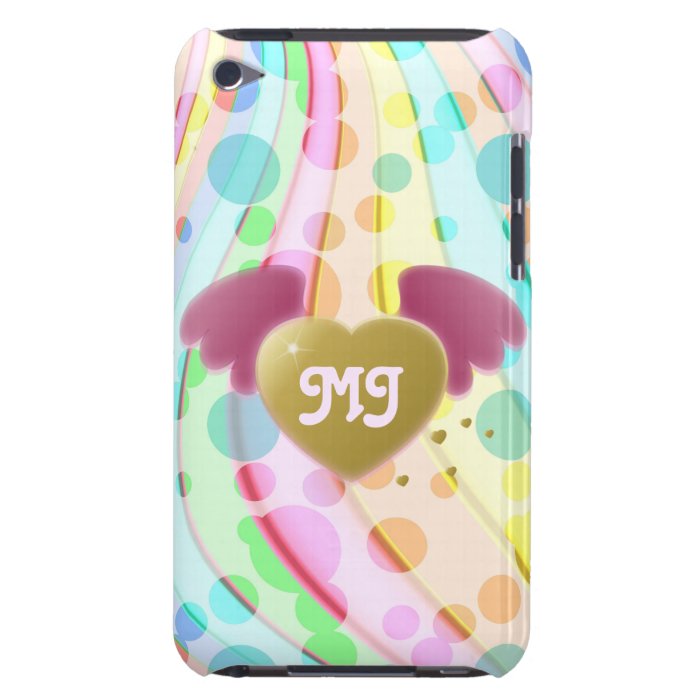 Cute Girly Pastel Circles Waves Winged Heart Angel Barely There iPod Cover