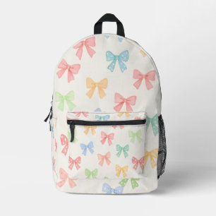 Cute Girly Pastel Coquette Bow Pattern Printed Backpack