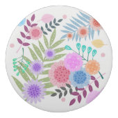 Cute Girly Pastel Floral Leaf Pattern Personalized Eraser (Back)