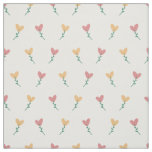 Cute Girly Pastel Peach Heart Flower Sweet Pattern Fabric