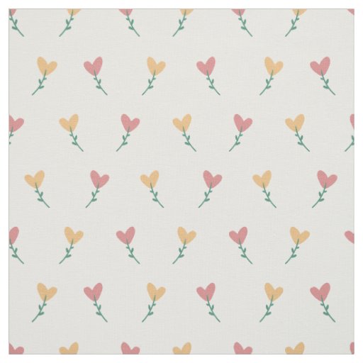 Cute Girly Pastel Peach Heart Flower Sweet Pattern Fabric
