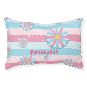 Cute Girly Pastel Pink & Blue Pattern Pet Bed
