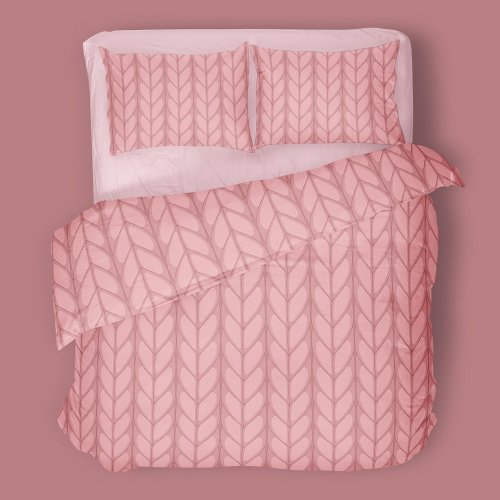 Cute Girly Pastel Pink Faux Knit Pattern Duvet Cover