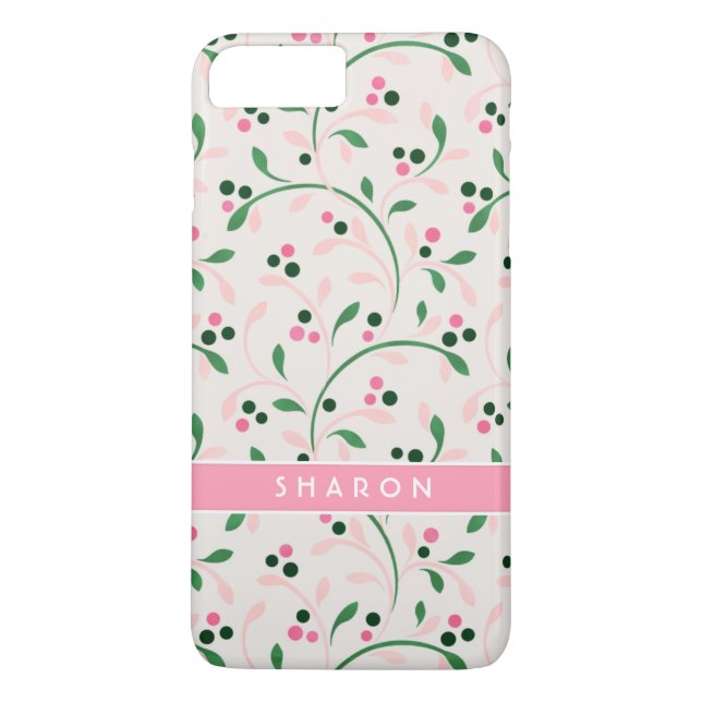 Cute girly pastel pink floral pattern monogram Case-Mate iPhone case (Back)