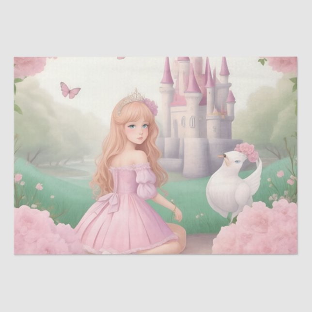 Cute Girly Pastel Pink Princess Tissue Paper (Front)