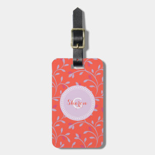 Cute girly pastel purple floral pattern monogram luggage tag