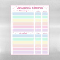 Cute Girly Pastel Rainbow Chores  Magnetic Dry Erase Sheet