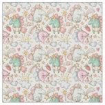 Cute Girly Pastel Unicorns Pattern Fabric