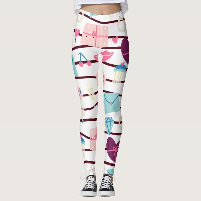 Cute Girly Pattern Leggings (Front)
