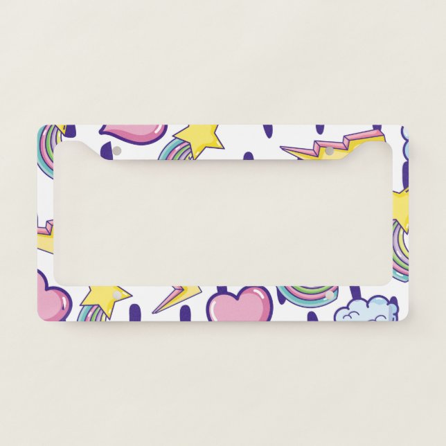 Cute Girly Pattern License Plate Frame (Front)