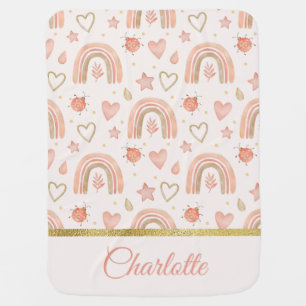 Cute Girly Pattern Personalized Baby Girl Blanket
