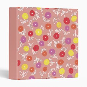 Cute Girly Peach Floral Ditsy Pattern 3 Ring Binder