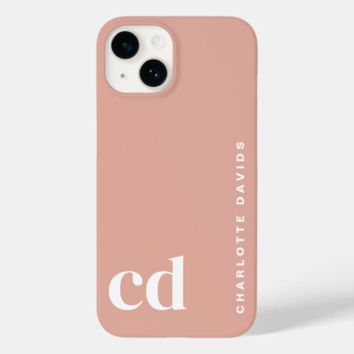 Cute Girly Peach Monogram Case_Mate iPhone 14 Case