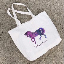 Cute Girly Personalized Purple Watercolor Unicorn