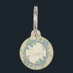 Cute Girly Pet Name and Contact Information Floral ID Tag<br><div class="desc">Super girly pet ID tag featuring a violets floral frame with pet name in the front. In addition there are several lines of custom text for your to personalize with a phone number, email address and other contact info on the back. Classy tag for your lovely cat or dog girl....</div>