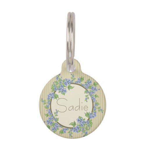 Cute Girly Pet Name and Contact Information Floral Pet ID Tag