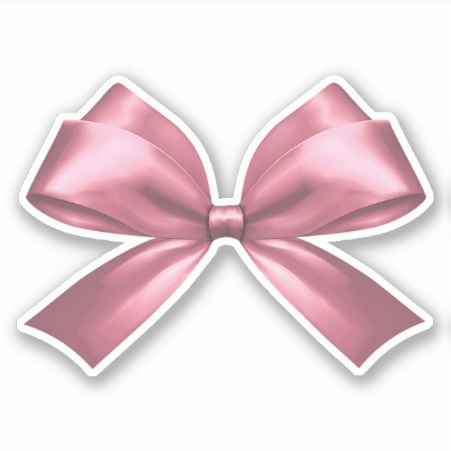 Cute Girly Pink Aesthetic Bow Sticker (Front)