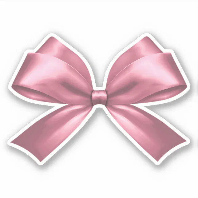 Cute Girly Pink Aesthetic Bow Sticker | Zazzle