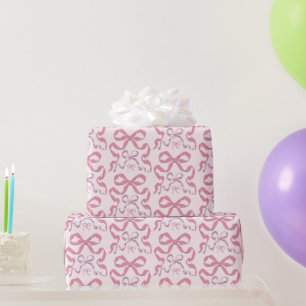 Cute Girly Pink Aesthetic Bow Wrapping Paper