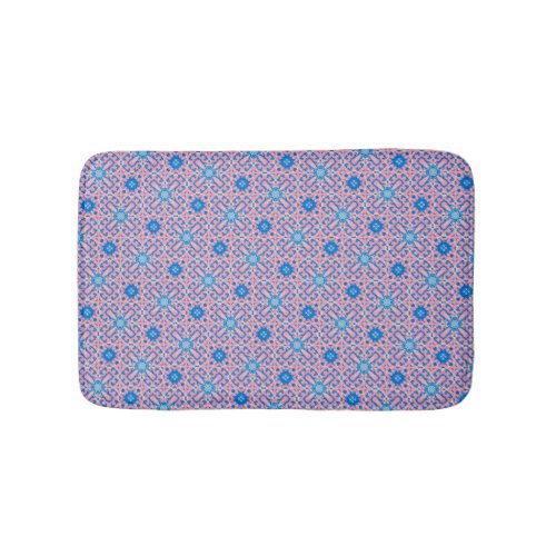 Cute Girly Pink and Blue Diamond X Trendy Bath Mat
