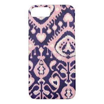 Cute Girly Pink And Blue Ikat Tribal Patterns Iphone 8/7 Case by TintAndBeyond at Zazzle