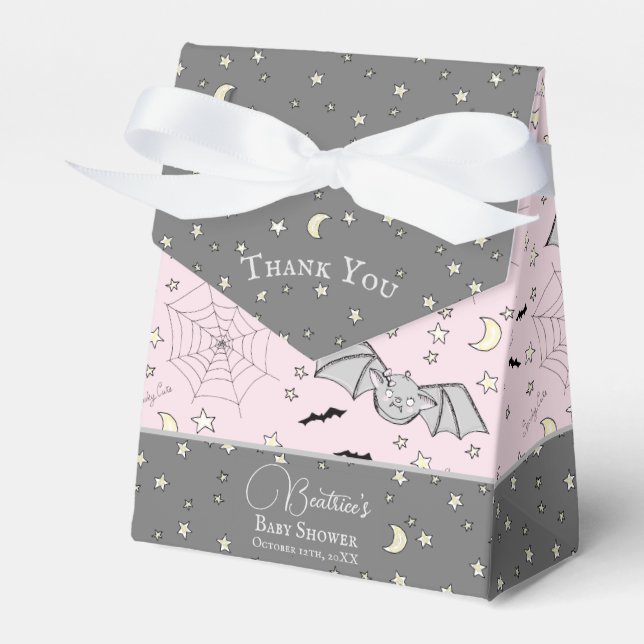 Cute Girly Pink Baby Bats Halloween & Fall Favor Boxes (Front Side)