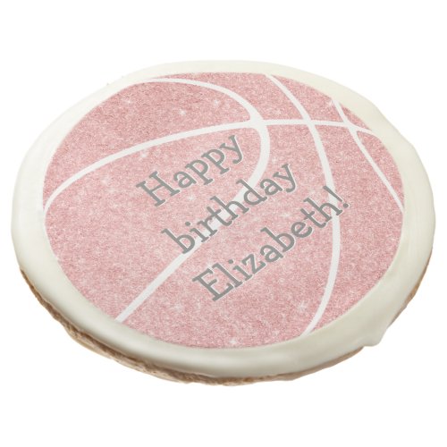 cute girly pink basketball birthday party sugar cookie
