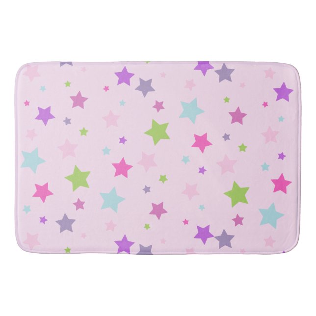 Cute girly pink Bath Mat, stars Bath Mat (Front)