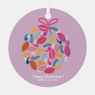 cute girly pink bauble custom christmas metal ornament