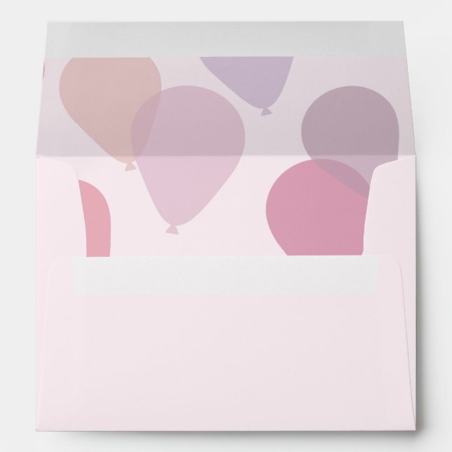 Cute Girly Pink Birthday Party Balloons  Envelope (Back (Bottom))